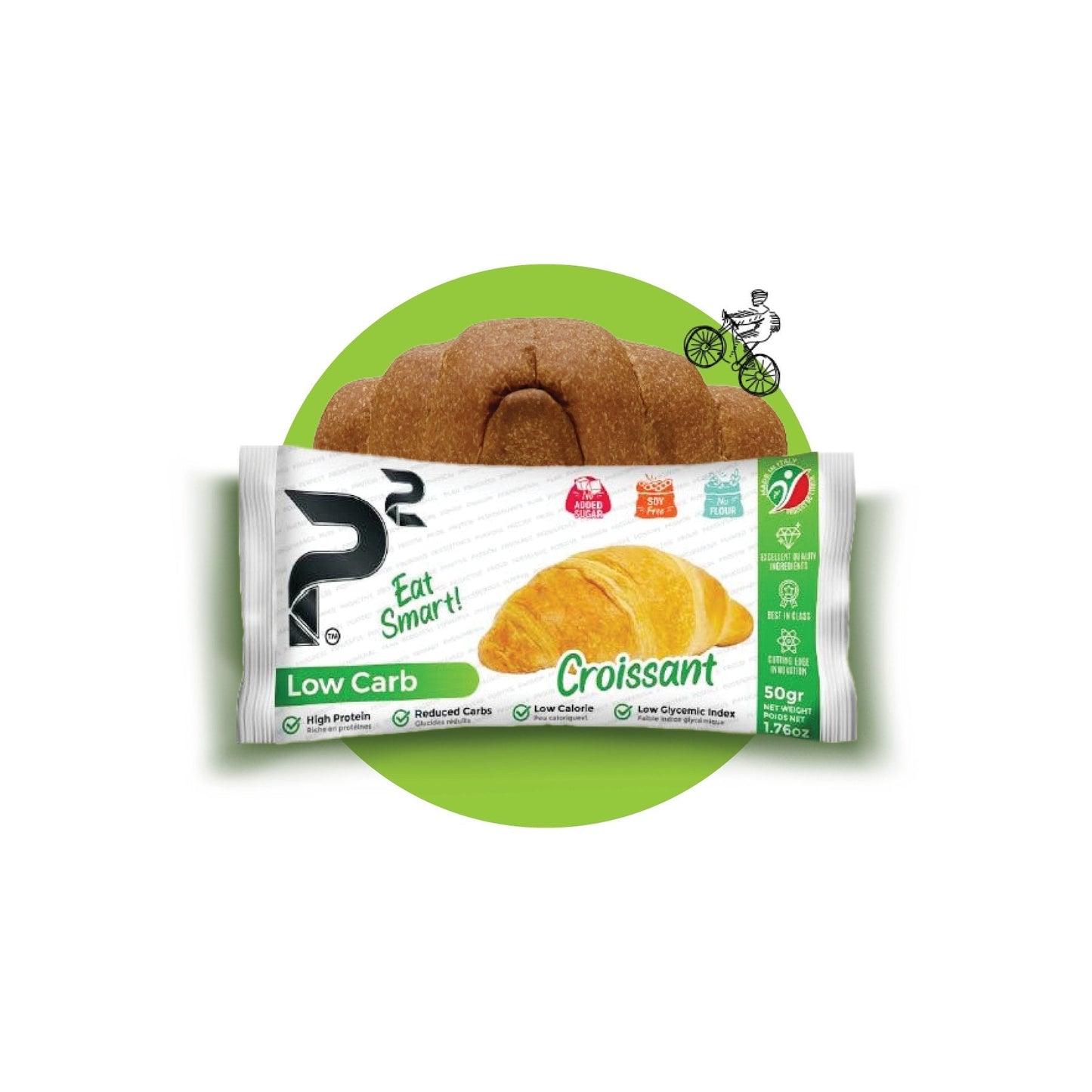 High Protein Balanced Macros Croissant. 26g protein and 2g net carbs per 100g. No added sugar, Soy free, No flour.