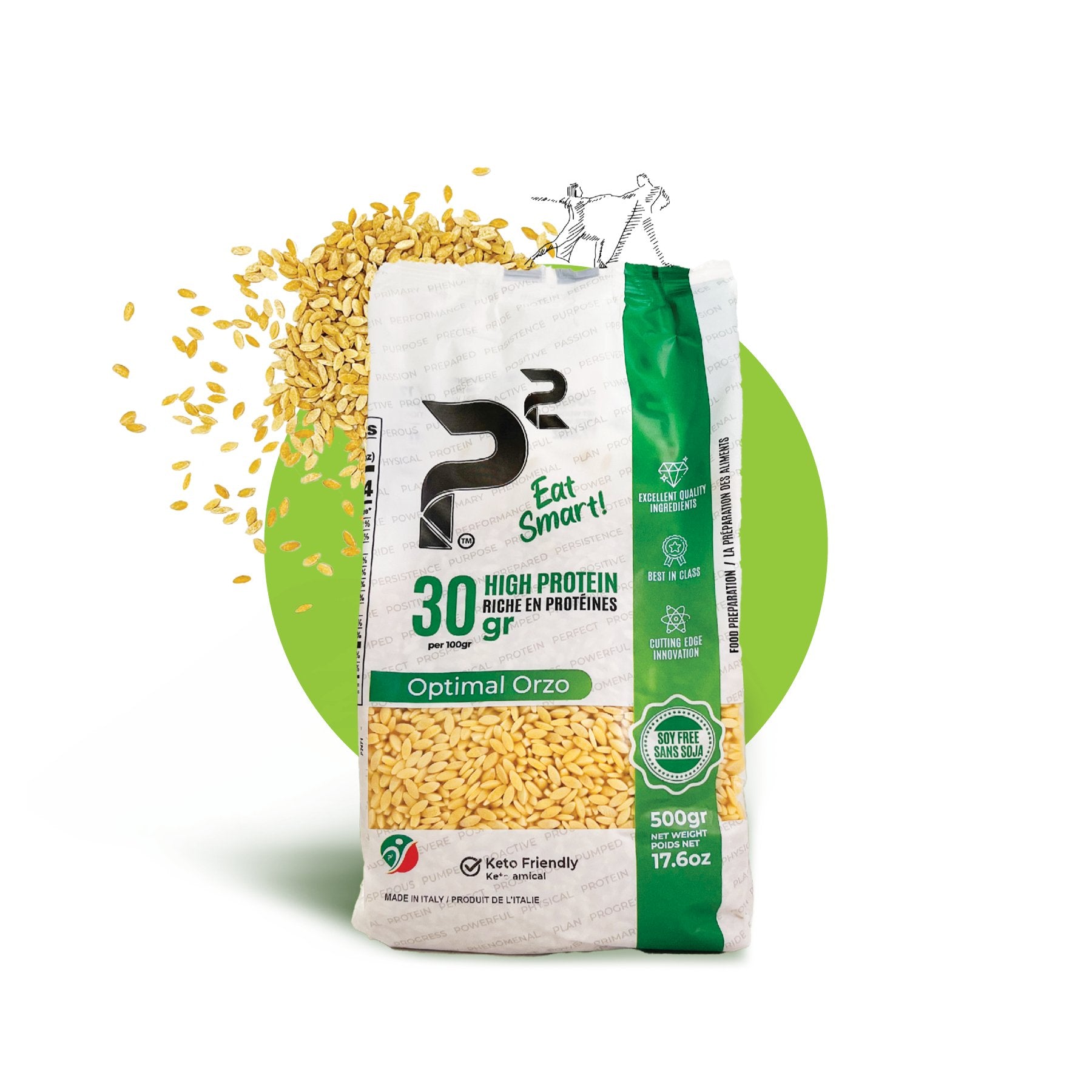 Optimal Orzo 500g Low carb, high protein, fibre rich, with more balanced macros. 30g protein and 24g net carbs per 100g.