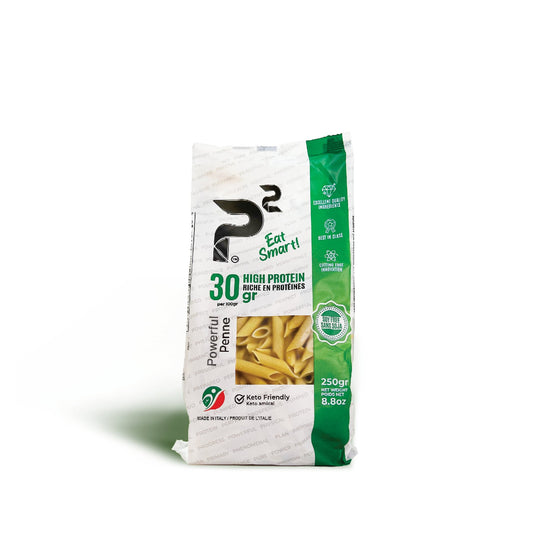 Powerful Penne 250g Low carb, high protein, fibre rich, with more balanced macros. 30g protein and 24g net carbs per 100g.